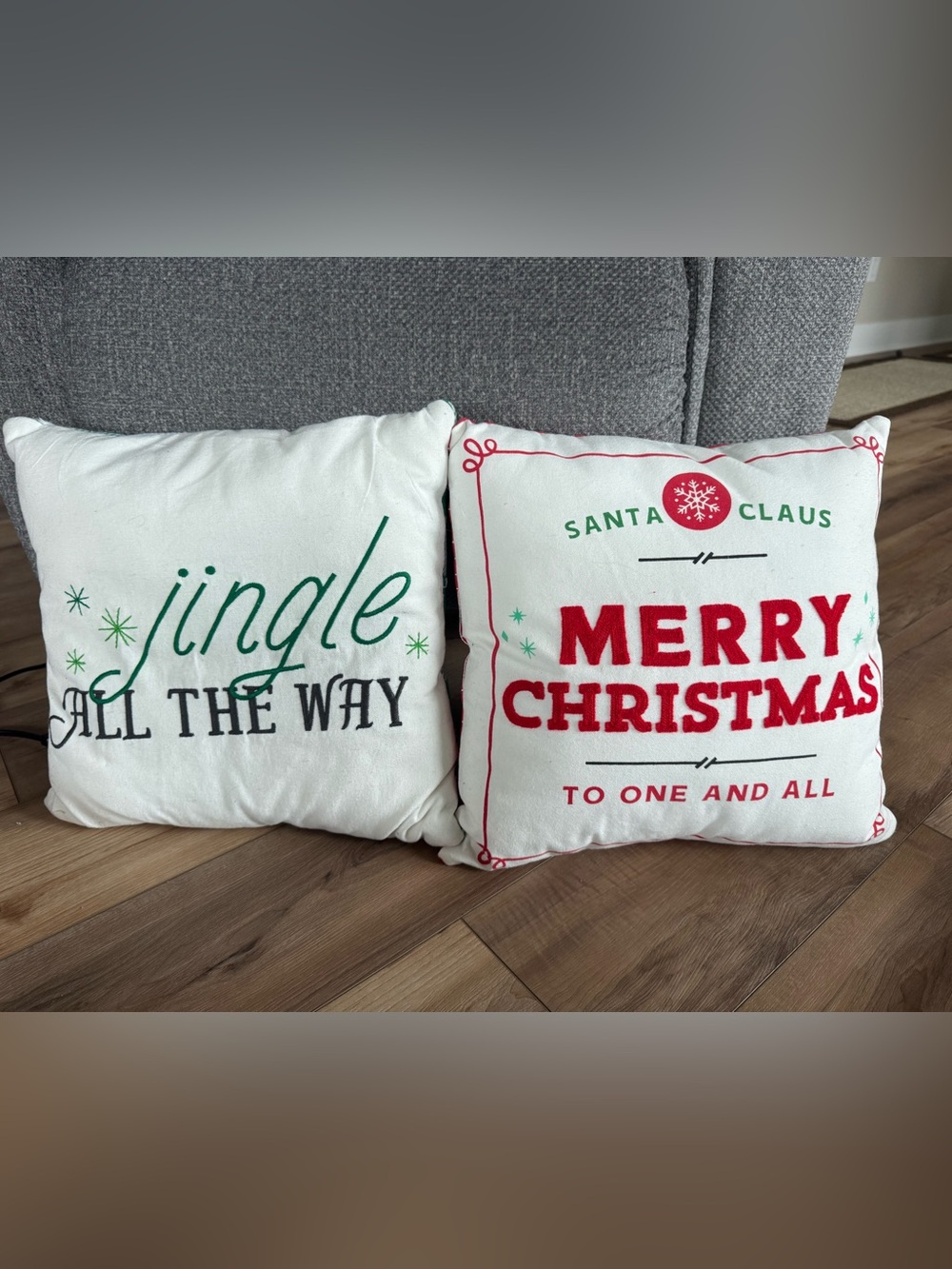 Wondershop White Holiday Throw Pillows with Red and Green Lettering
